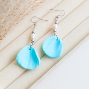 Mint Clay Earrings with Freshwater Pearl