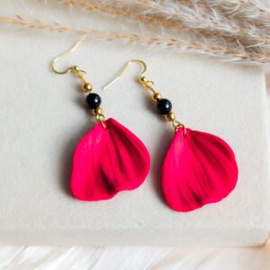 Red Clay Earrings with Black Tourmaline