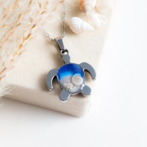 Turtle Necklace with Sea Sand and Seashell