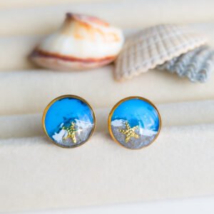 Seaside Stud Earrings with Shell and Starfish