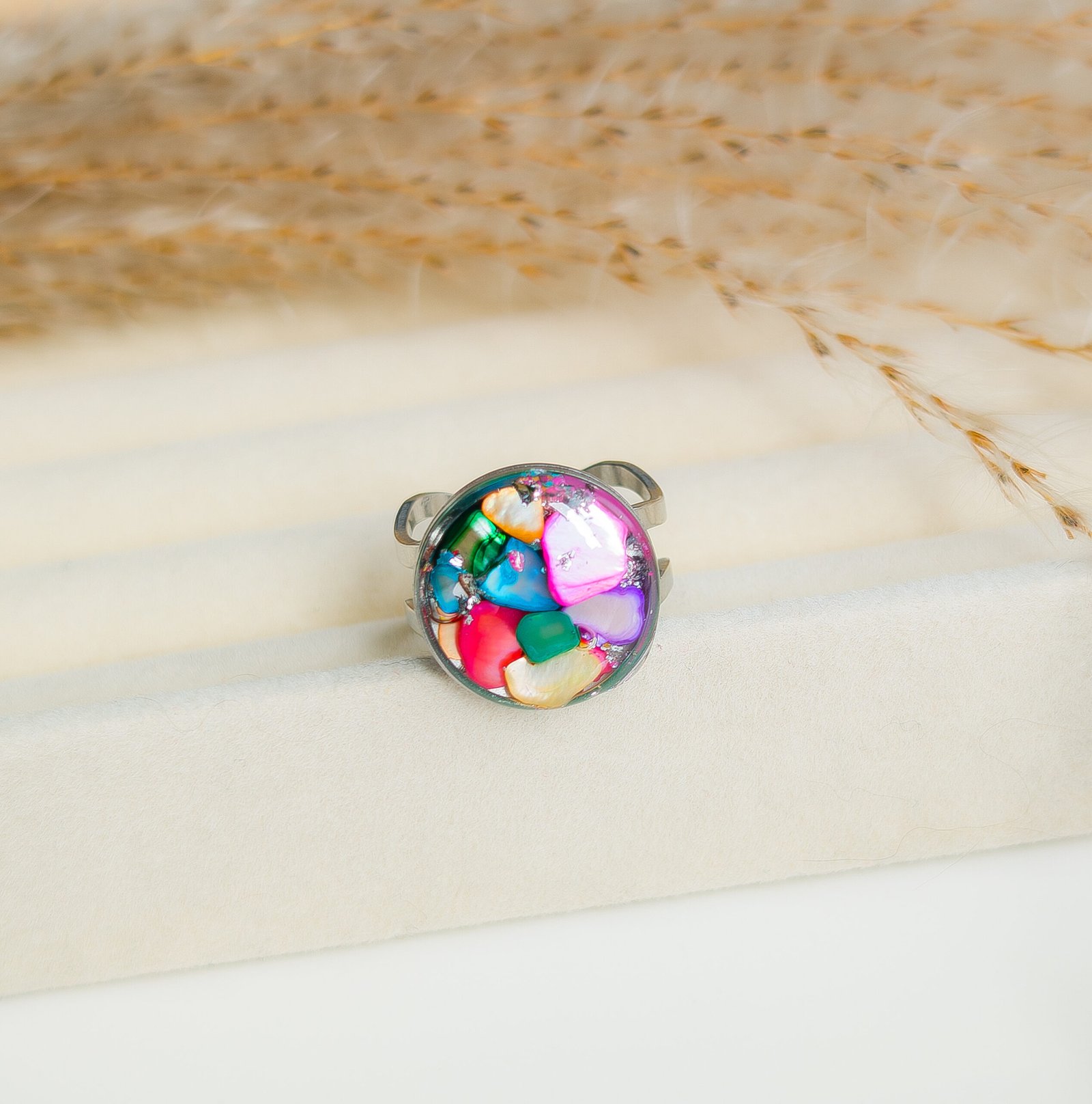 Adjustable Colourful Seashell Ring