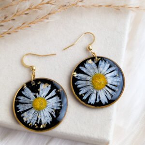 Daisy Earrings with Black Setting
