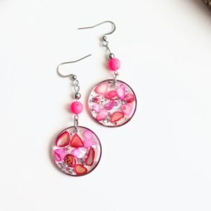 Neon Shell and Lava Stone Drop Earrings