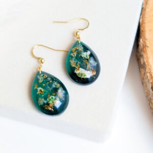 Dandelion Flower Teardrop Earrings