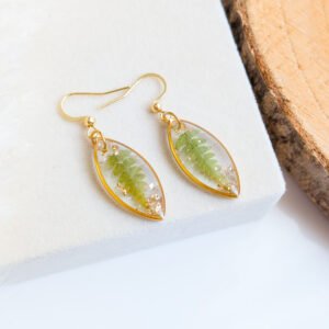 Gold Fern Leaf Drop Earrings