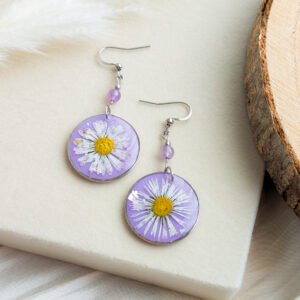 Amethyst Daisy Circle Earrings