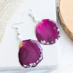 Rose Petal Pearl Drop Earrings