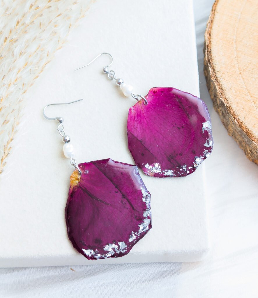 Rose Petal Pearl Drop Earrings