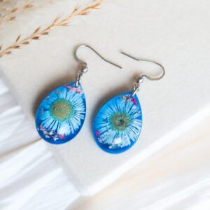 Blue Flower Drop Earrings