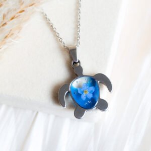 Forget-Me-Not Turtle Necklace