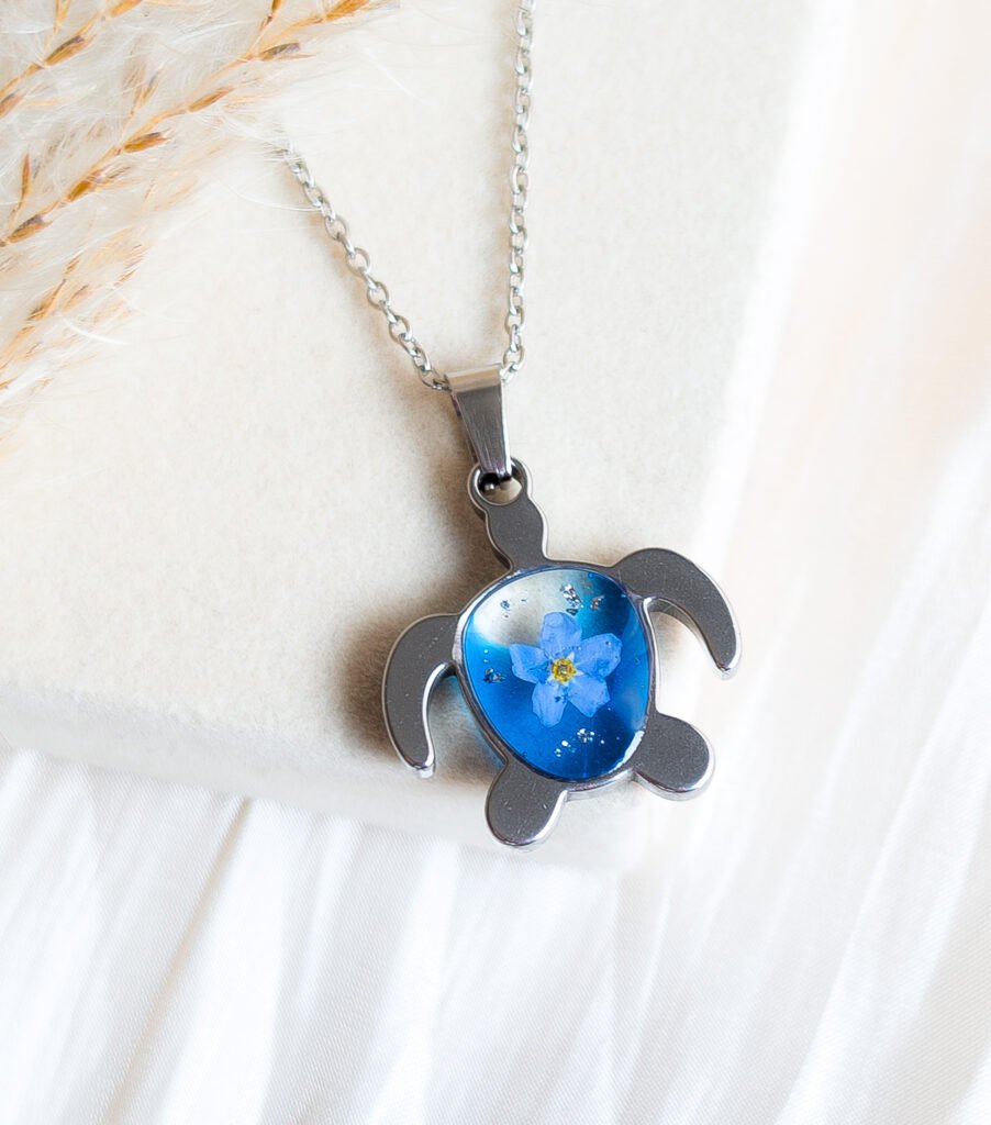 Forget-Me-Not Turtle Necklace