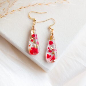 Gypsophila & Gold Foil Drop Earrings