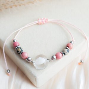 Rhodonite & Dalmatian Jasper Shell Bracelet