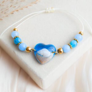 Aquamarine & Apatite Shell Bracelet