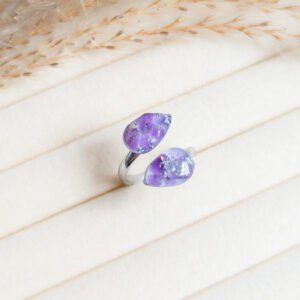 Amethyst Teardrop Duo Adjustable Ring
