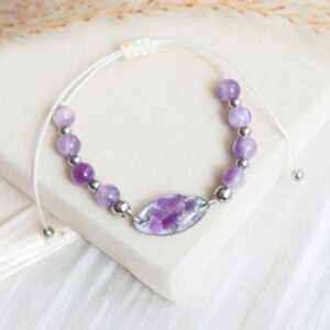 Amethyst & Silver Foil Adjustable Bracelet