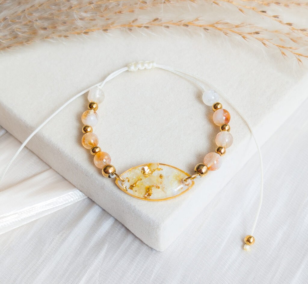 Citrine & Gold Foil Adjustable Bracelet