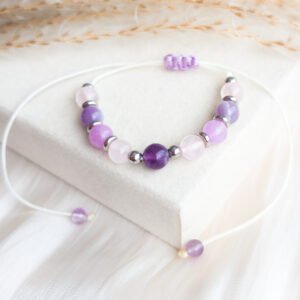 Rose Quartz & Amethyst Adjustable Bracelet