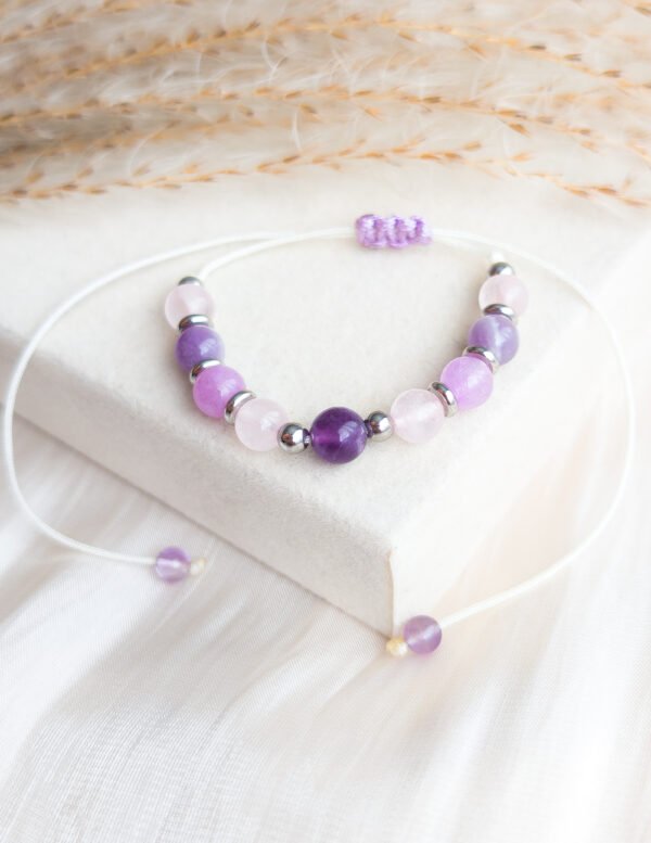 Rose Quartz & Amethyst Adjustable Bracelet