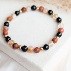 Citrine, Tourmaline & Desert Sand Elastic Bracelet