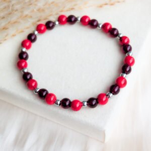 Garnet & Dyed Howlite Elastic Bracelet