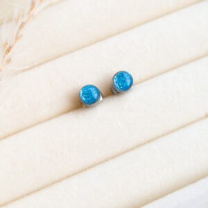 Blue Glitter Stud Earrings