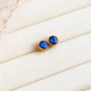 Dark Blue Glitter Stud Earrings