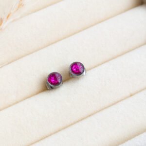 Magenta Glitter Stud Earrings