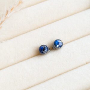 Lapis Lazuli & Silver Foil Stud Earrings