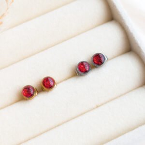 Red Glitter Stud Earrings
