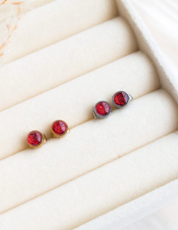 Red Glitter Stud Earrings