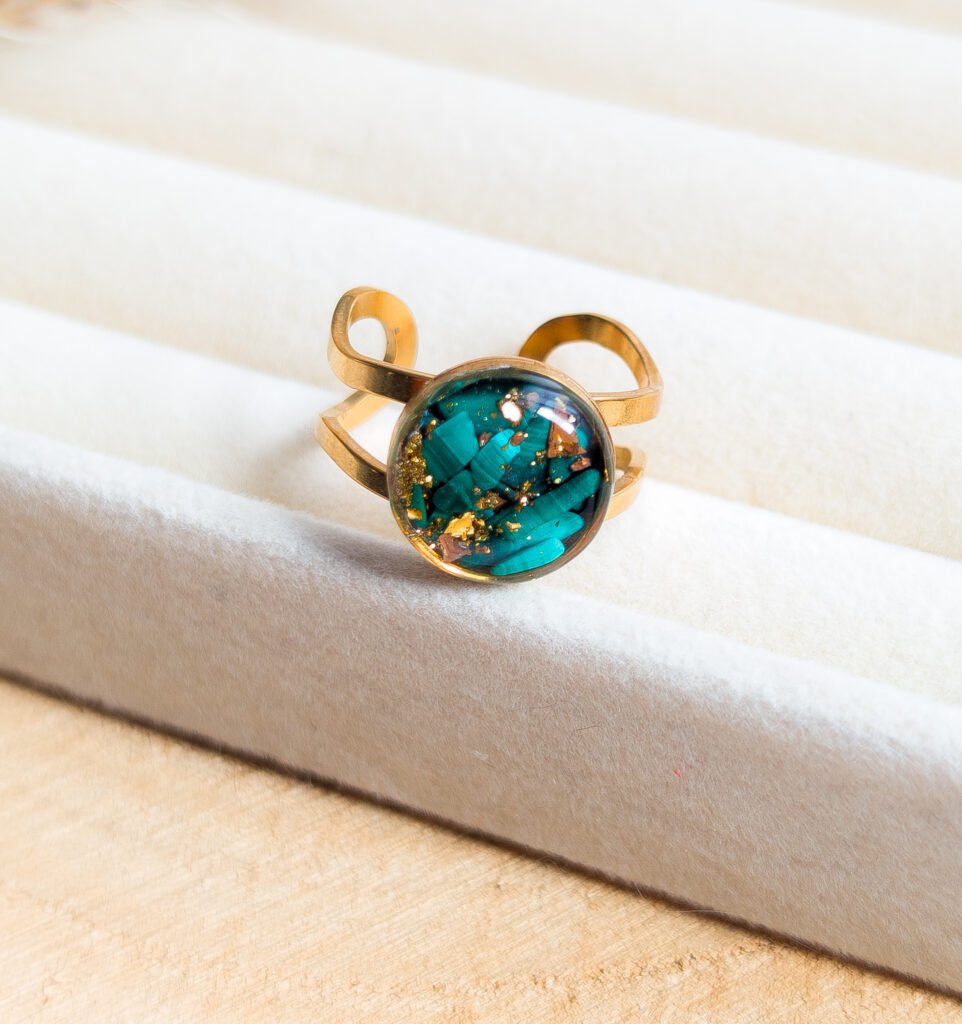 Adjustable Open Malachite Ring