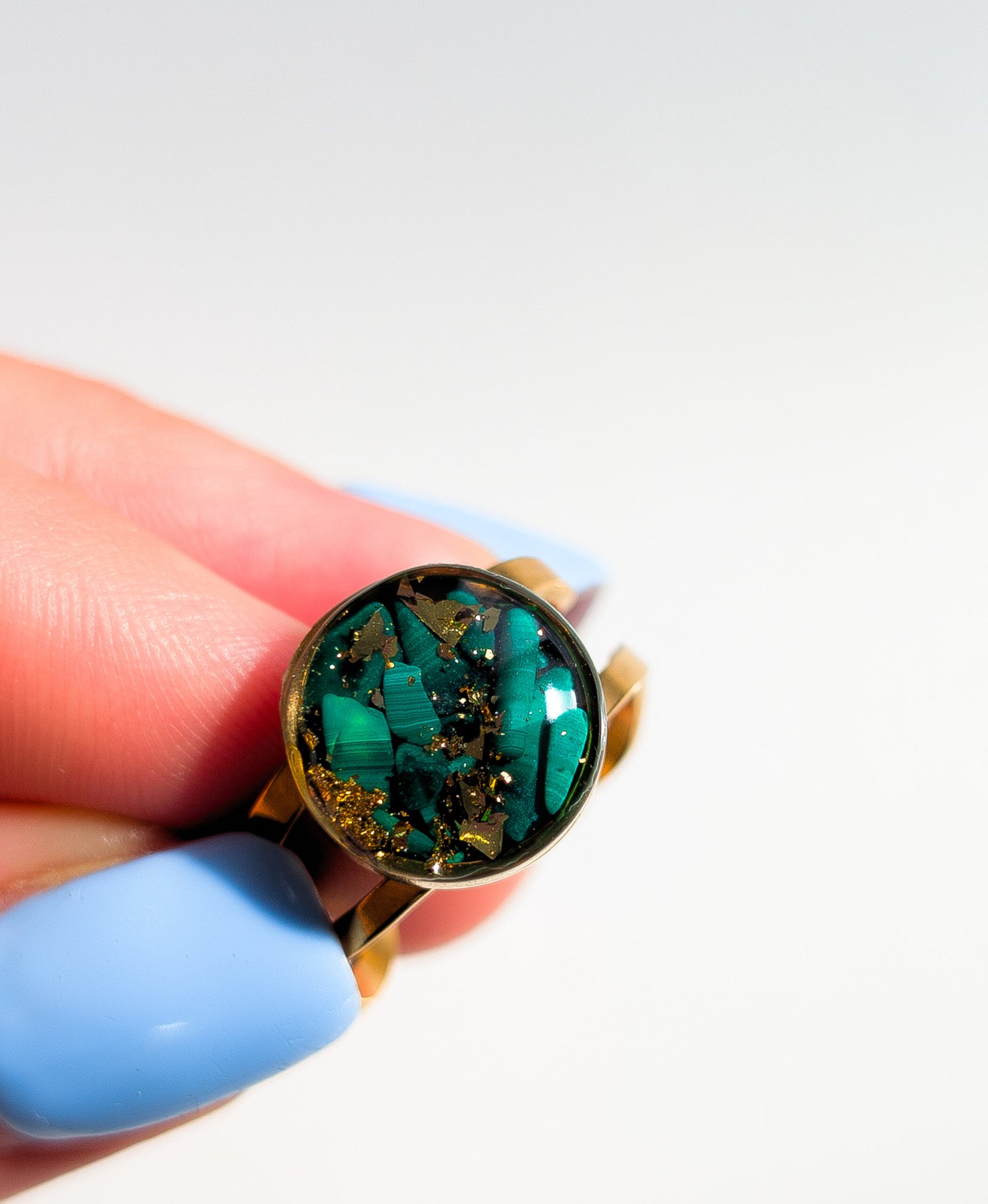 Adjustable Open Malachite Ring - Image 2