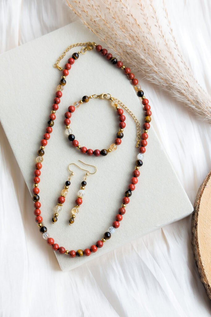 Red Jasper, Tiger’s Eye & Citrine Jewellery Set