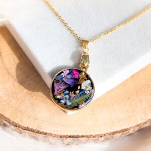 Natural Flower Necklace on a Black Background