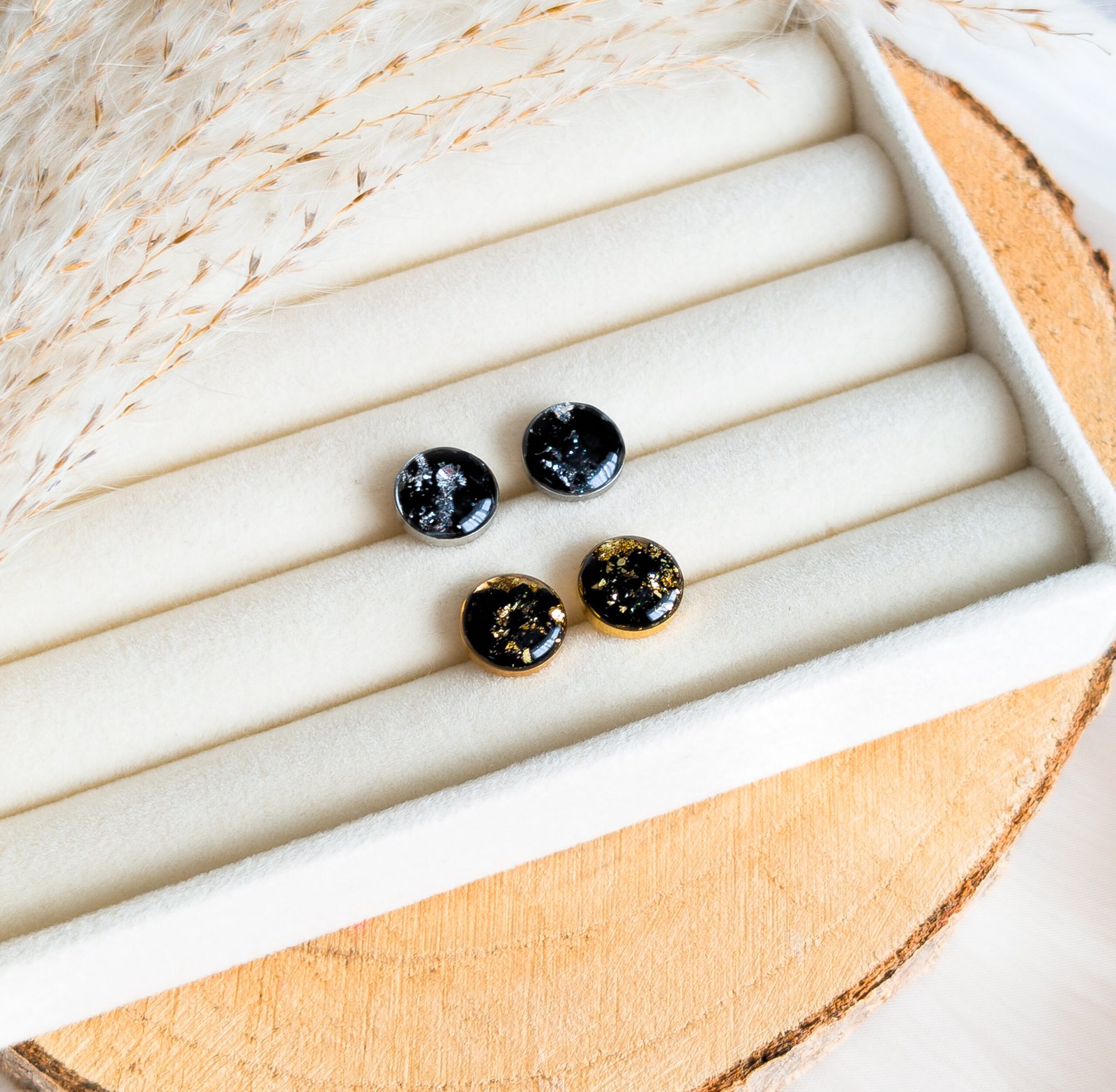 Black Tourmaline Stud Earrings