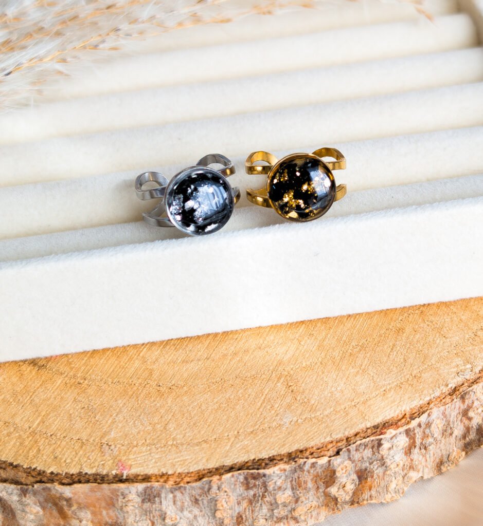 Black Tourmaline Adjustable Ring