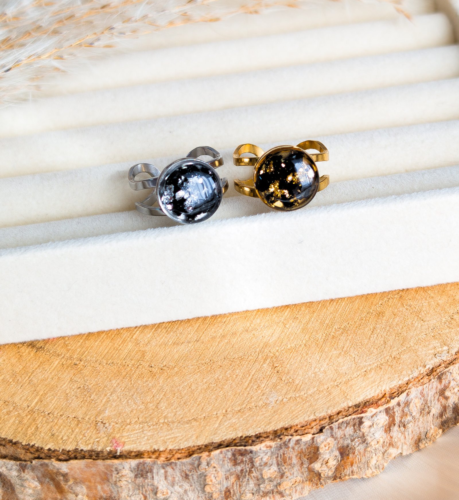 Black Tourmaline Adjustable Ring