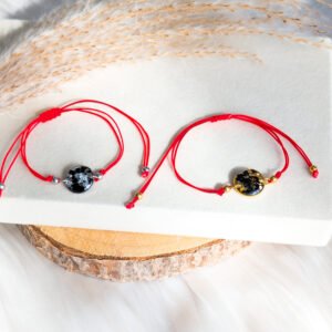 Black Tourmaline Red Cord Bracelet