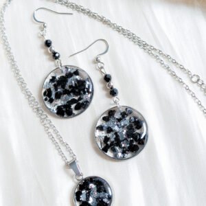 Black Tourmaline Jewellery Set – Gold or Silver