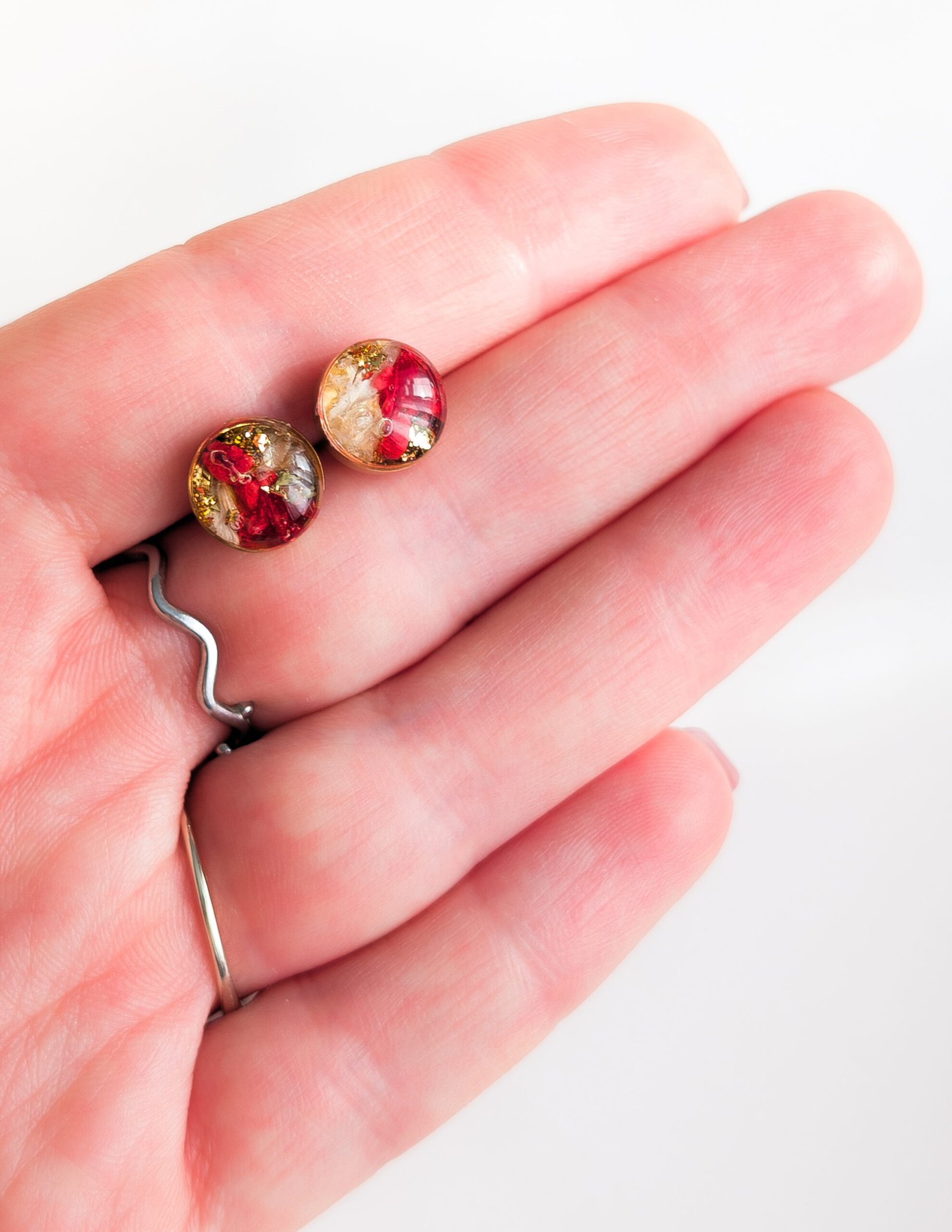 Flower Petal Stud Earrings - Image 2