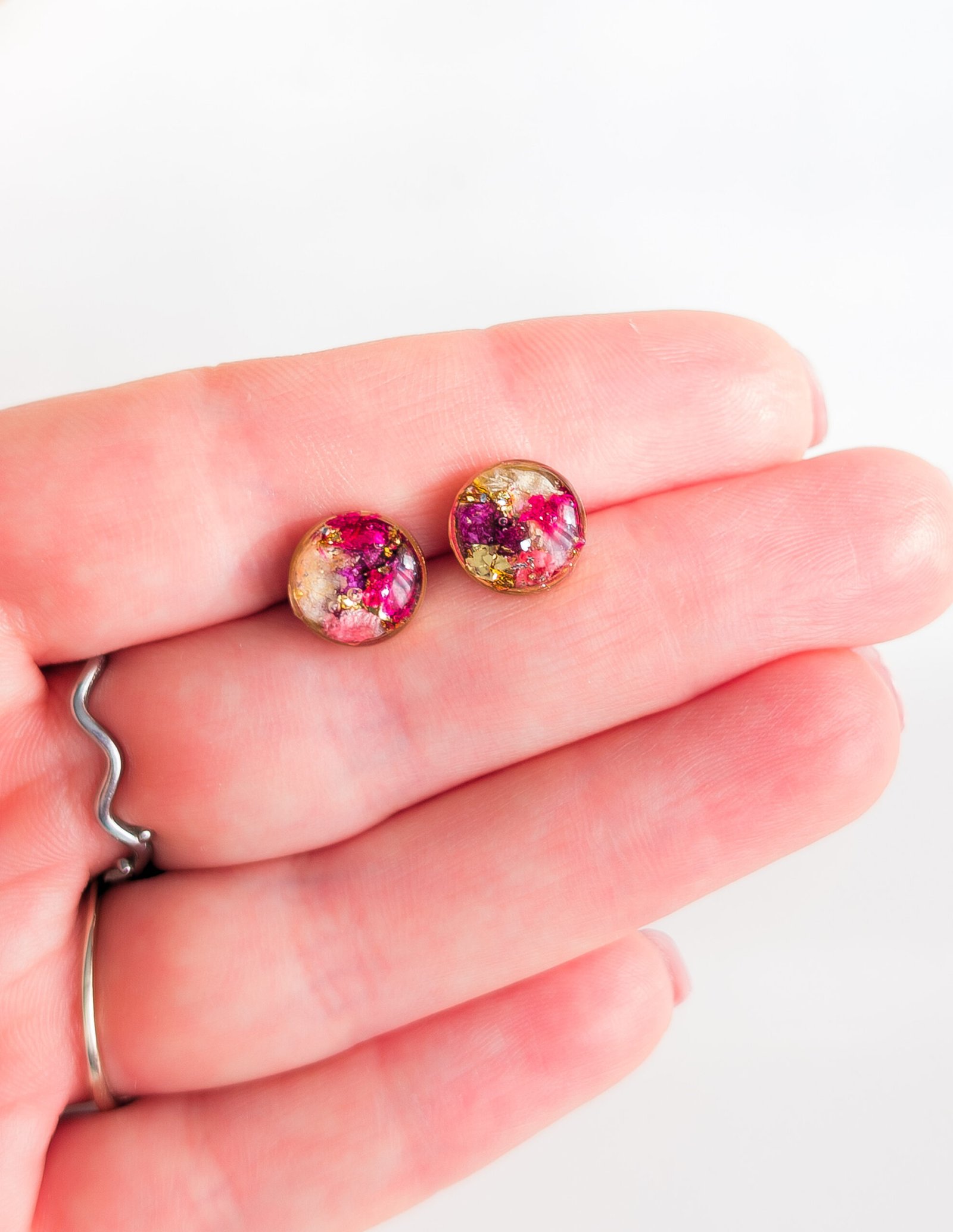 Flower Petal Stud Earrings - Image 2
