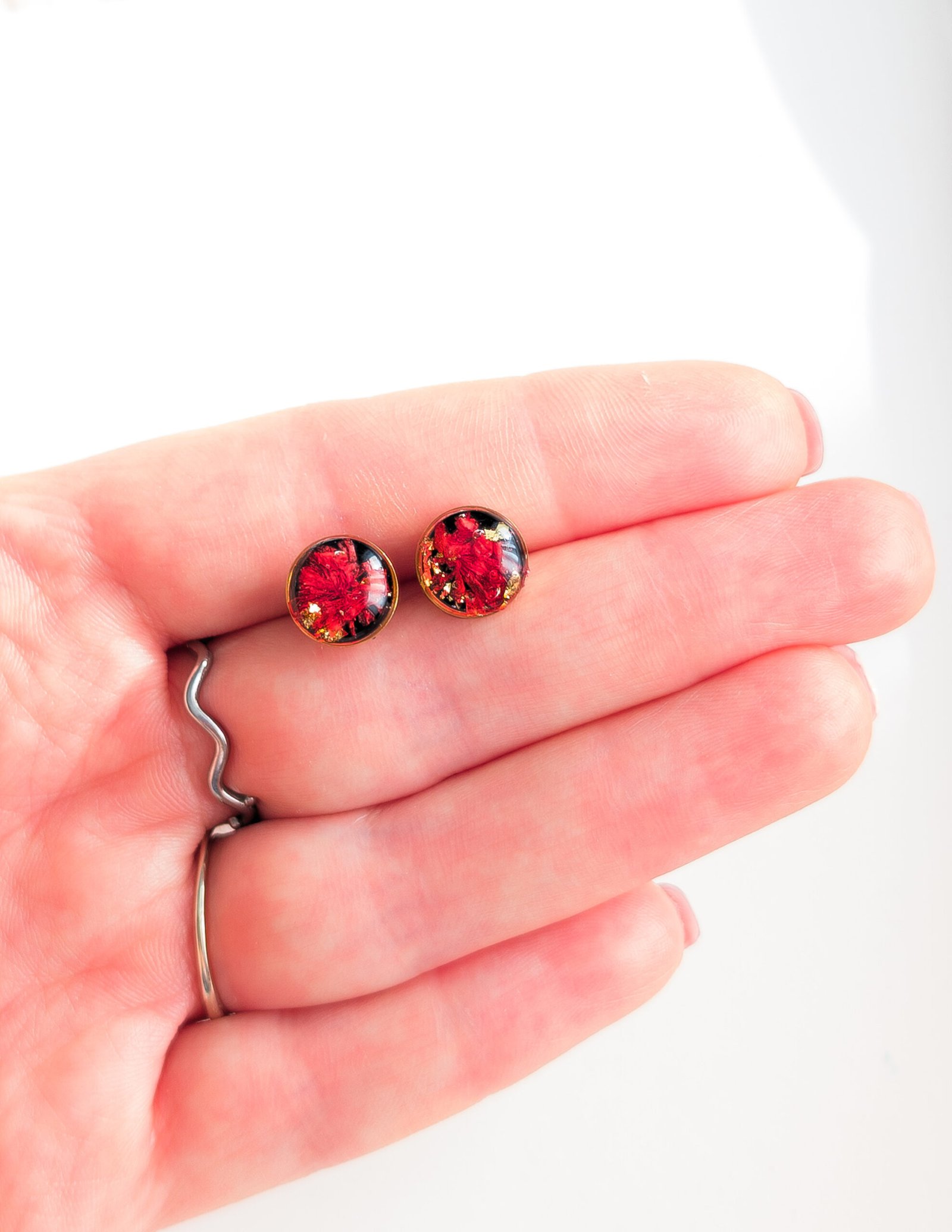 Flower Petal Stud Earrings - Image 2