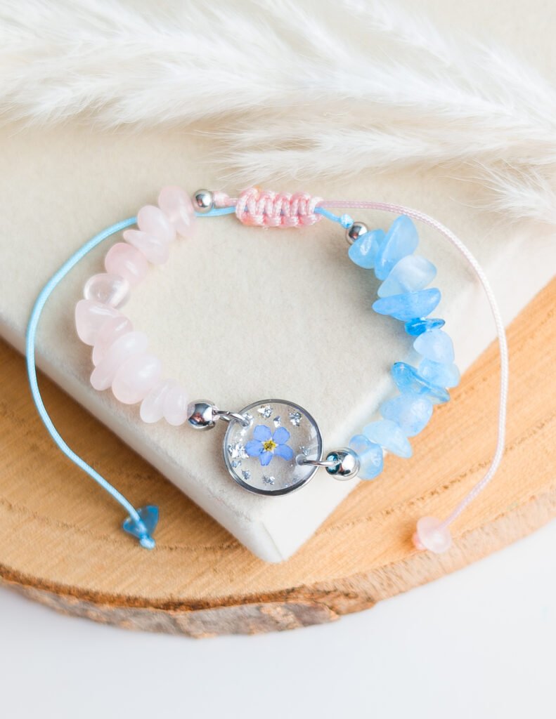 Forget-Me-Not, Aquamarine & Rose Quartz Bracelet