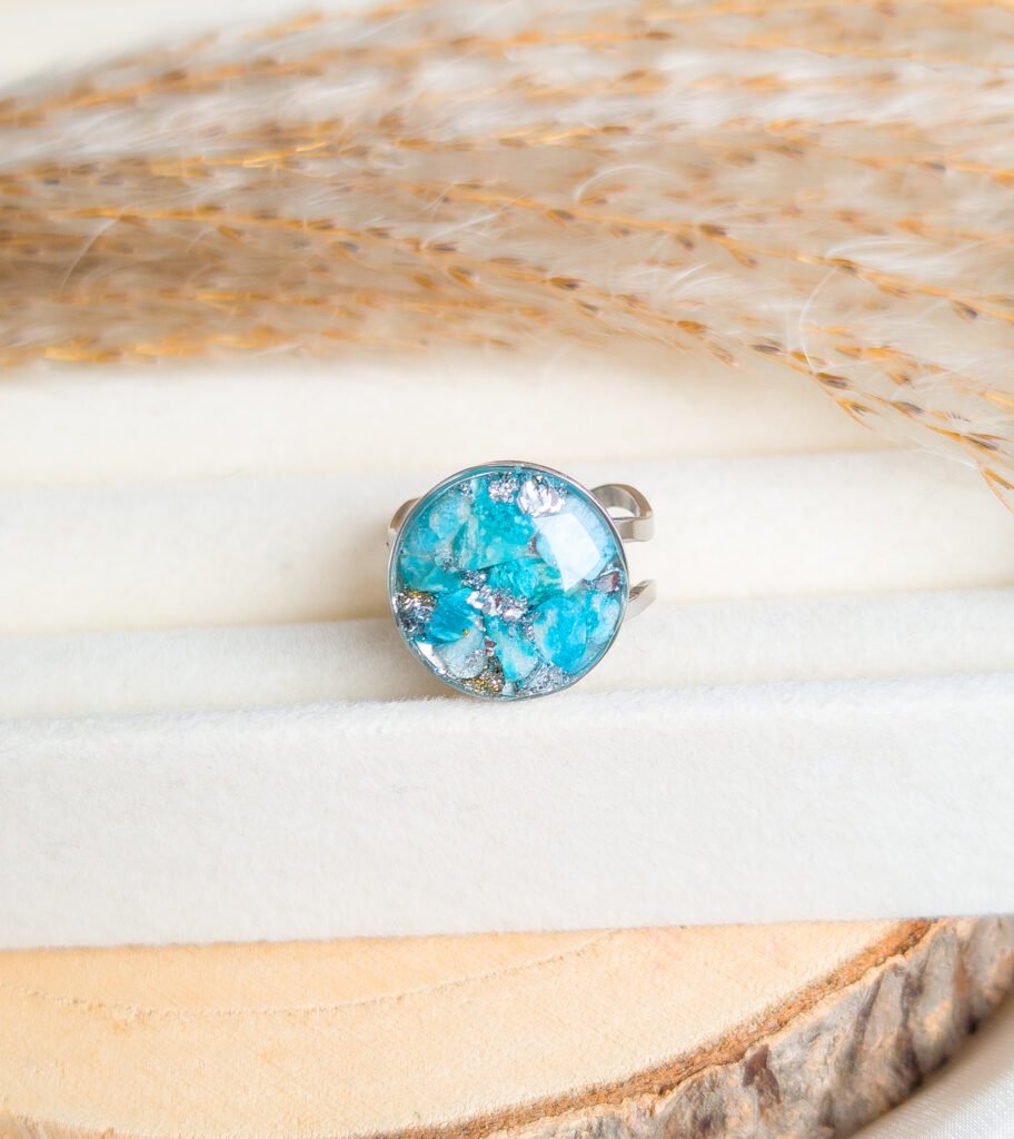 Amazonite Adjustable Ring with Silver Foil