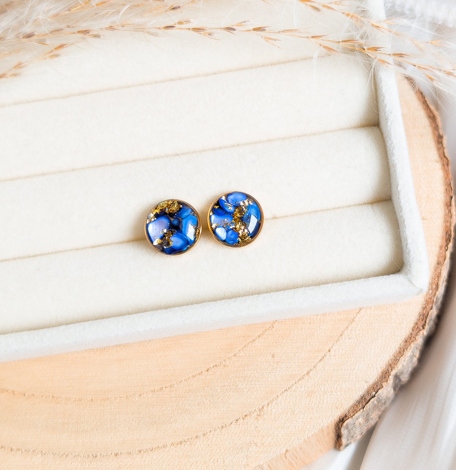 Blue Shell Stud Earrings - Image 3