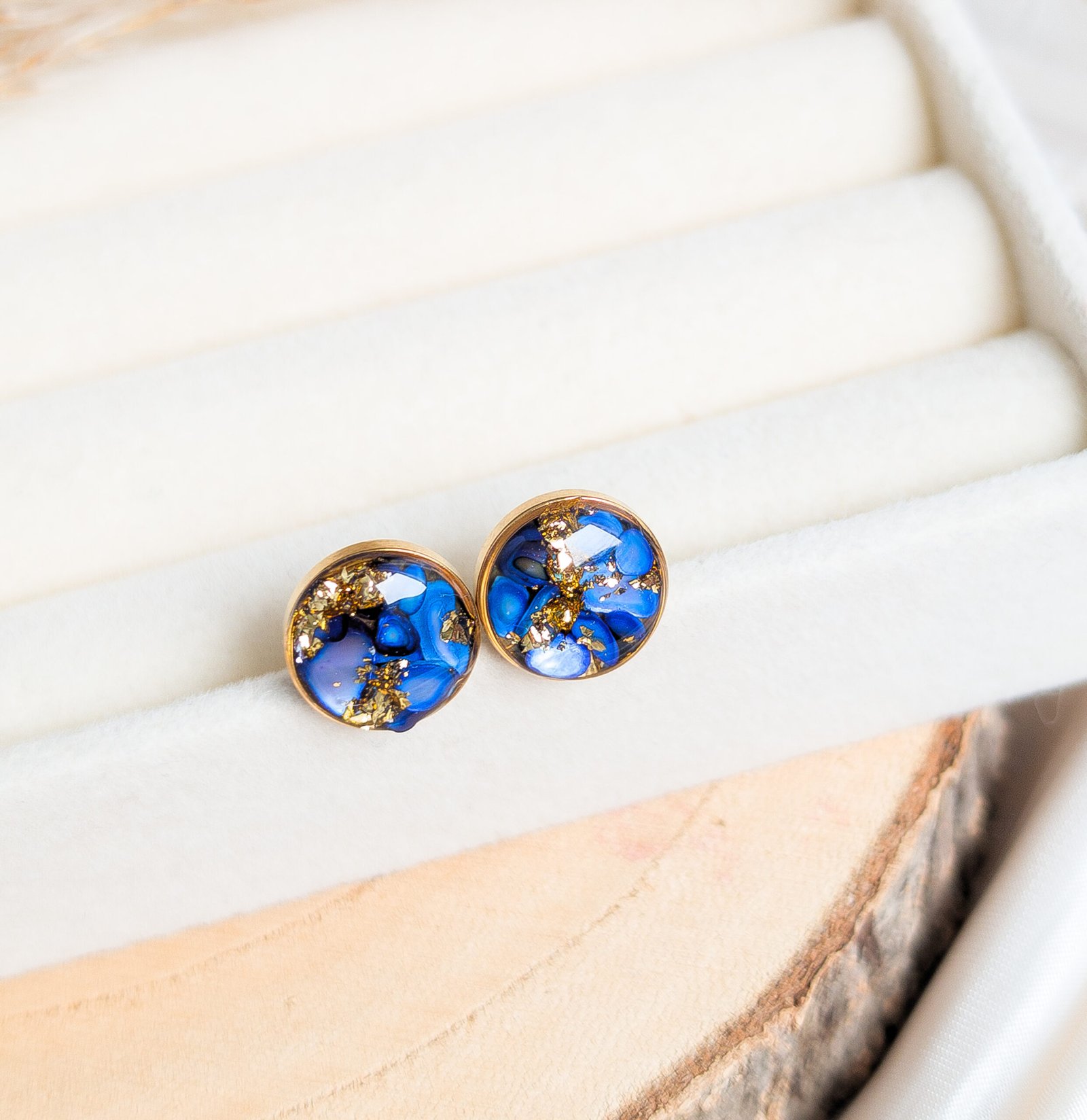 Blue Shell Stud Earrings
