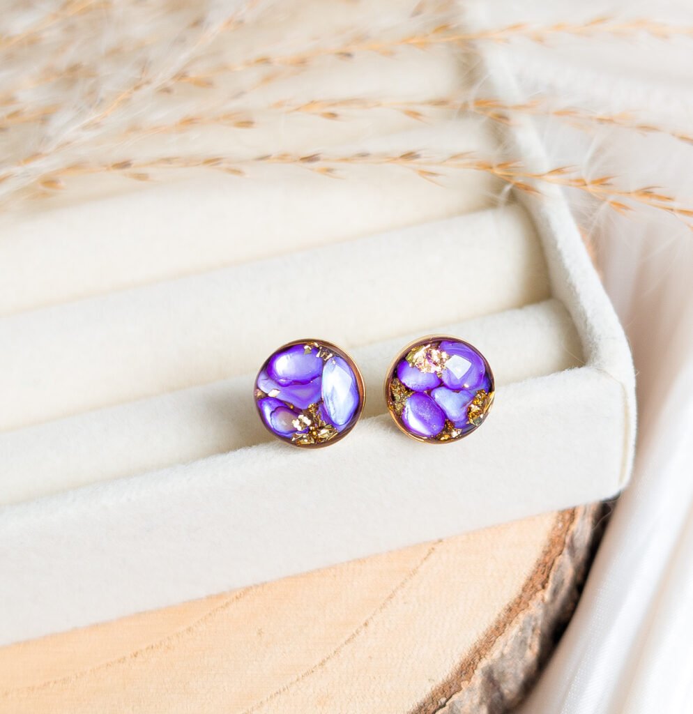 Purple Shell Stud Earrings