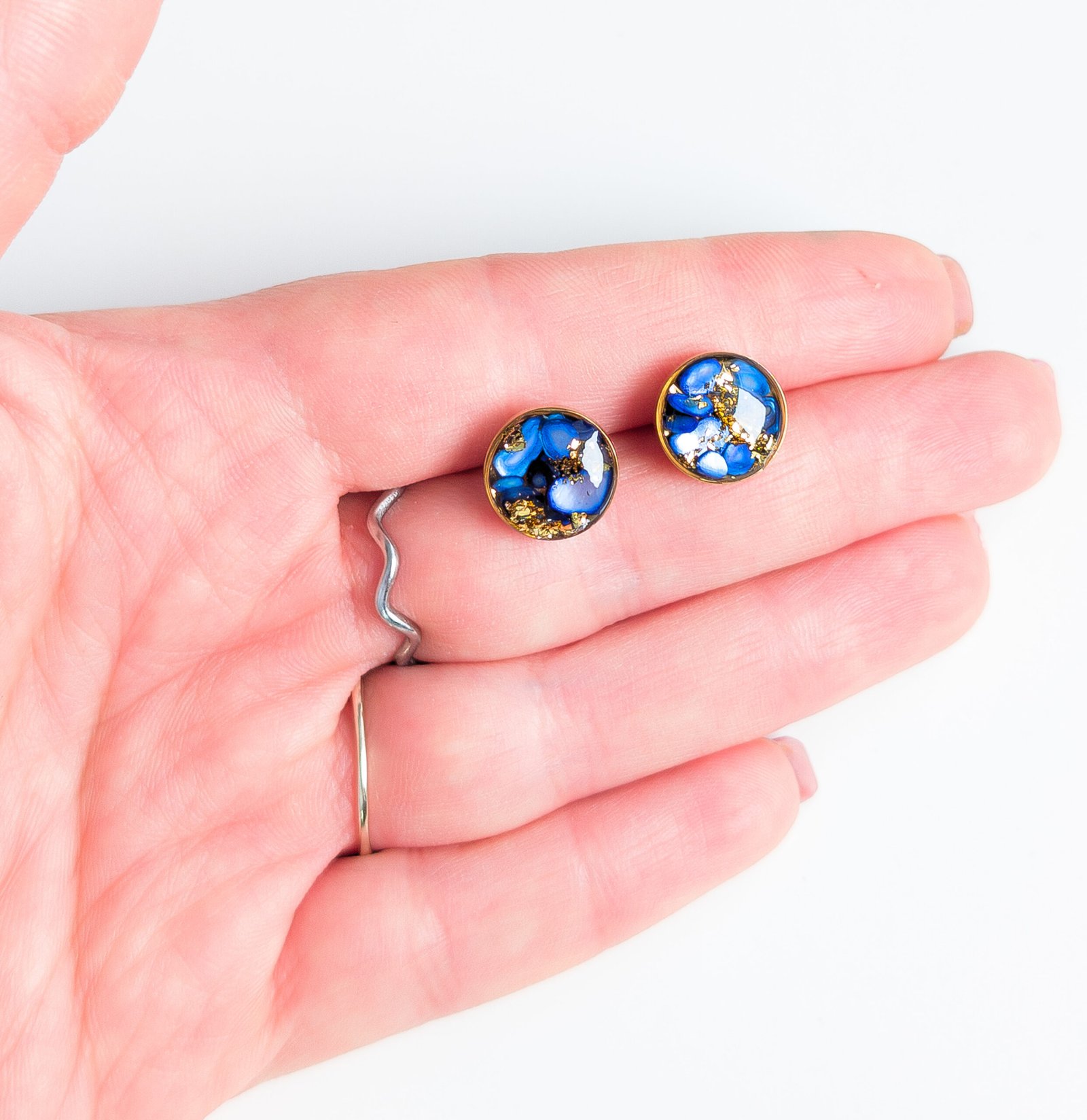 Blue Shell Stud Earrings - Image 2