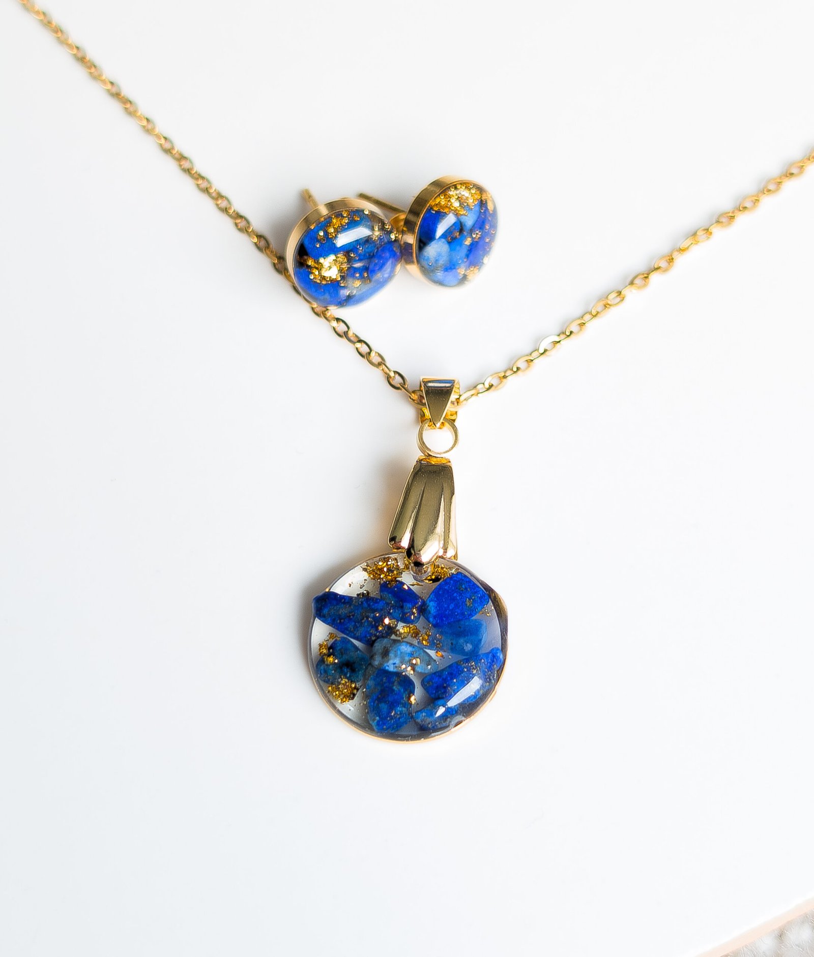 Lapis Lazuli Jewellery Set – Gold Stainless Steel - Image 2
